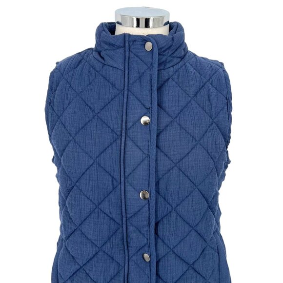Market & Spruce Diamond Quilted Sleeveless Vest Navy Blue Size Medium NWT - Picture 2 of 11